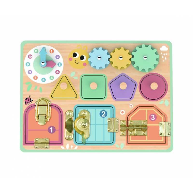 Tablica manipulacyjna Zamki Zębatki Sorter Zegar Montessori