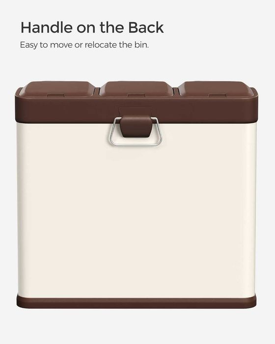 Kosz na śmieci ,3-komorowy ,kremowo-brązowy