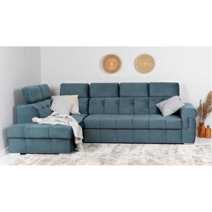 Nowy narożnik 190x280cm ze spaniem ATLANTA, Tkanina Zmywalna, -35%