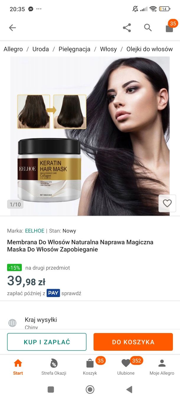 Maska do włosów Eelhoe keratyna i kolagen