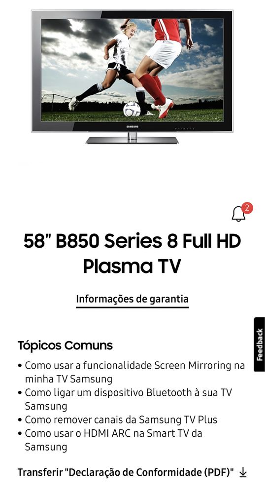 Tv 58” Samsung