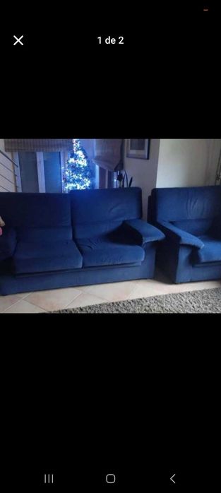 Conjunto Sofás: sofá cama de 2 lugares e dois sofás individuais