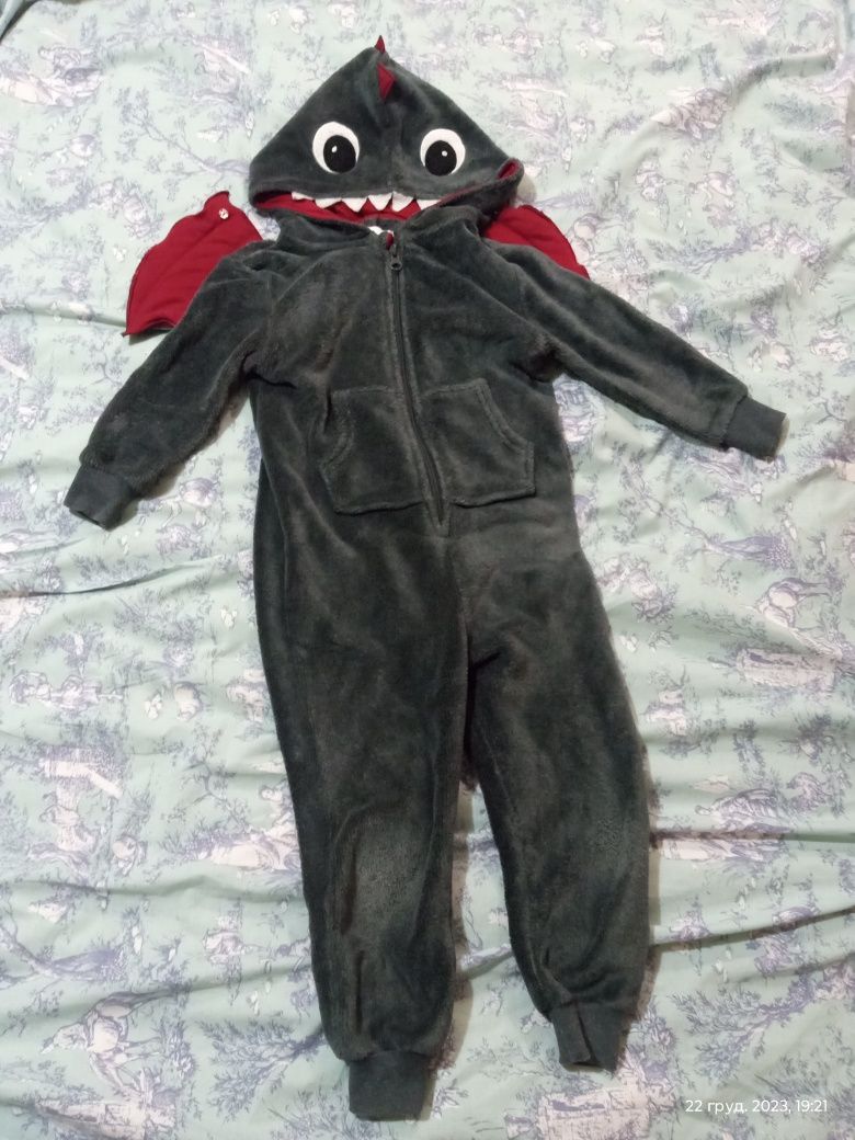 Дракон (с крыльями!) костюм пижама для мальчика
