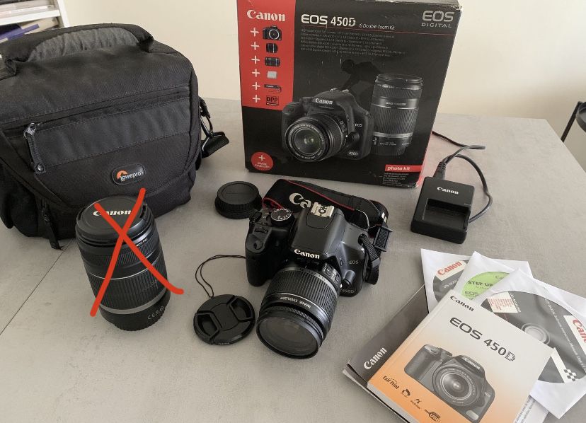 Canon EOS 450D + 18-55mm + mala