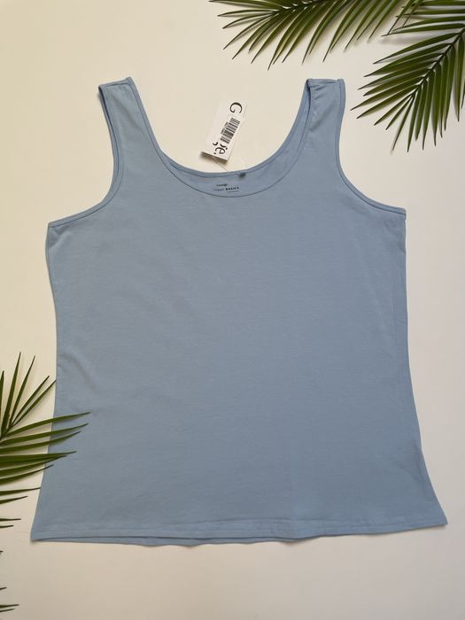 20 48 George niebieska koszulka na ramiączkach top bawełniany gładki