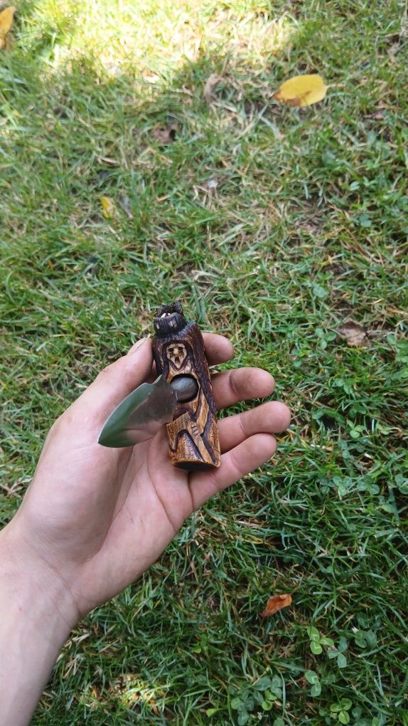 Ręcznie wykuty Push dagger, Berserker, nóż neck knife/sztylet.
