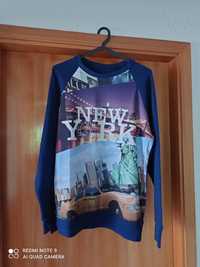 Camisola Pull and Bear azul e estampada