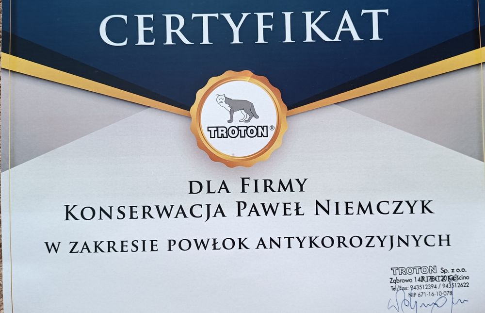 .  Konserwacja.Blacharstwo.  Poprawki lakiernicze