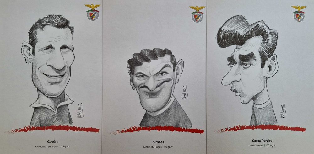 Benfica (figuras históricas) - 12 selos + 12 postais - 2ª série (novo)