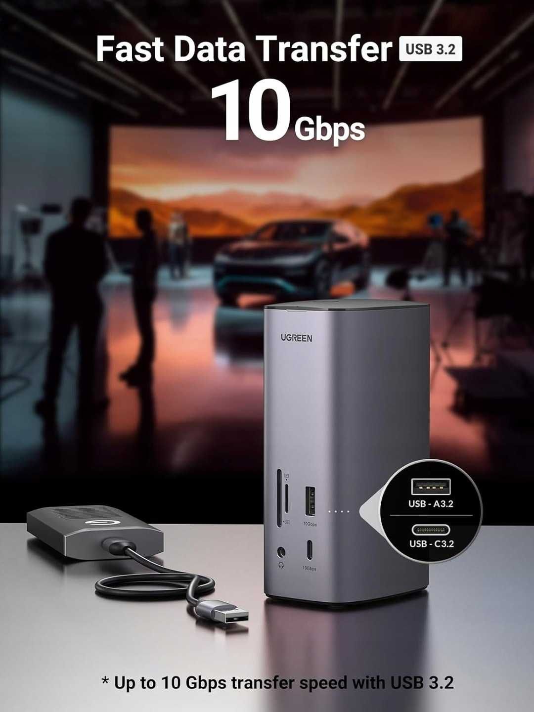 UGREEN Revodok USB C Dockingstation potrójny wyświetlacz z ładowarką
