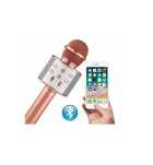 Mikrofon Karaoke Bezprzewodowy Głośnik Bluetooth Złoty Róż