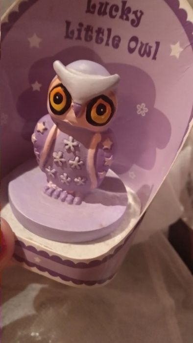 подарок коробочка сова филин фигурка статуэтка Lucky little owl удача