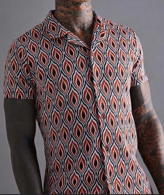 Knitted MUSCLE slim fit koszula S/M/L t-shirt taliowana revere polo