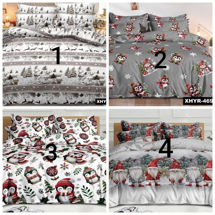 Новорічна тепла постільна білизна, 100% бавовна, фланель/байка лише в