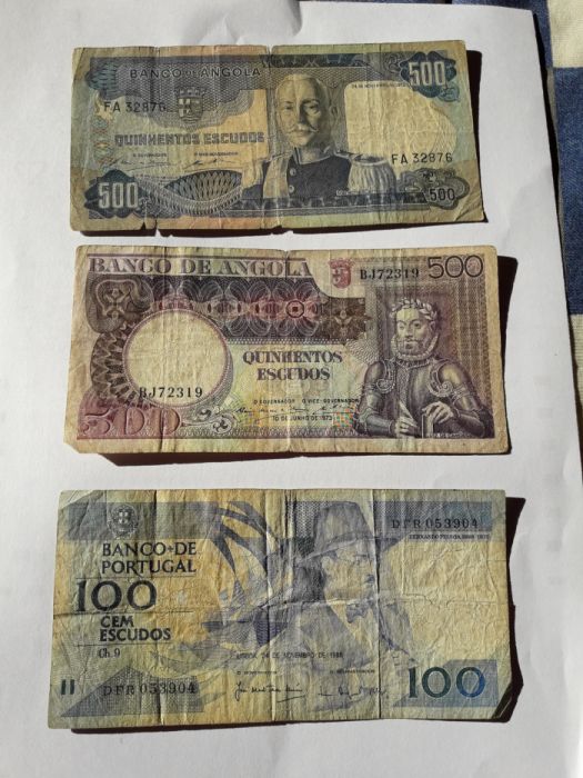 Notas de Angola e Portugal antigas