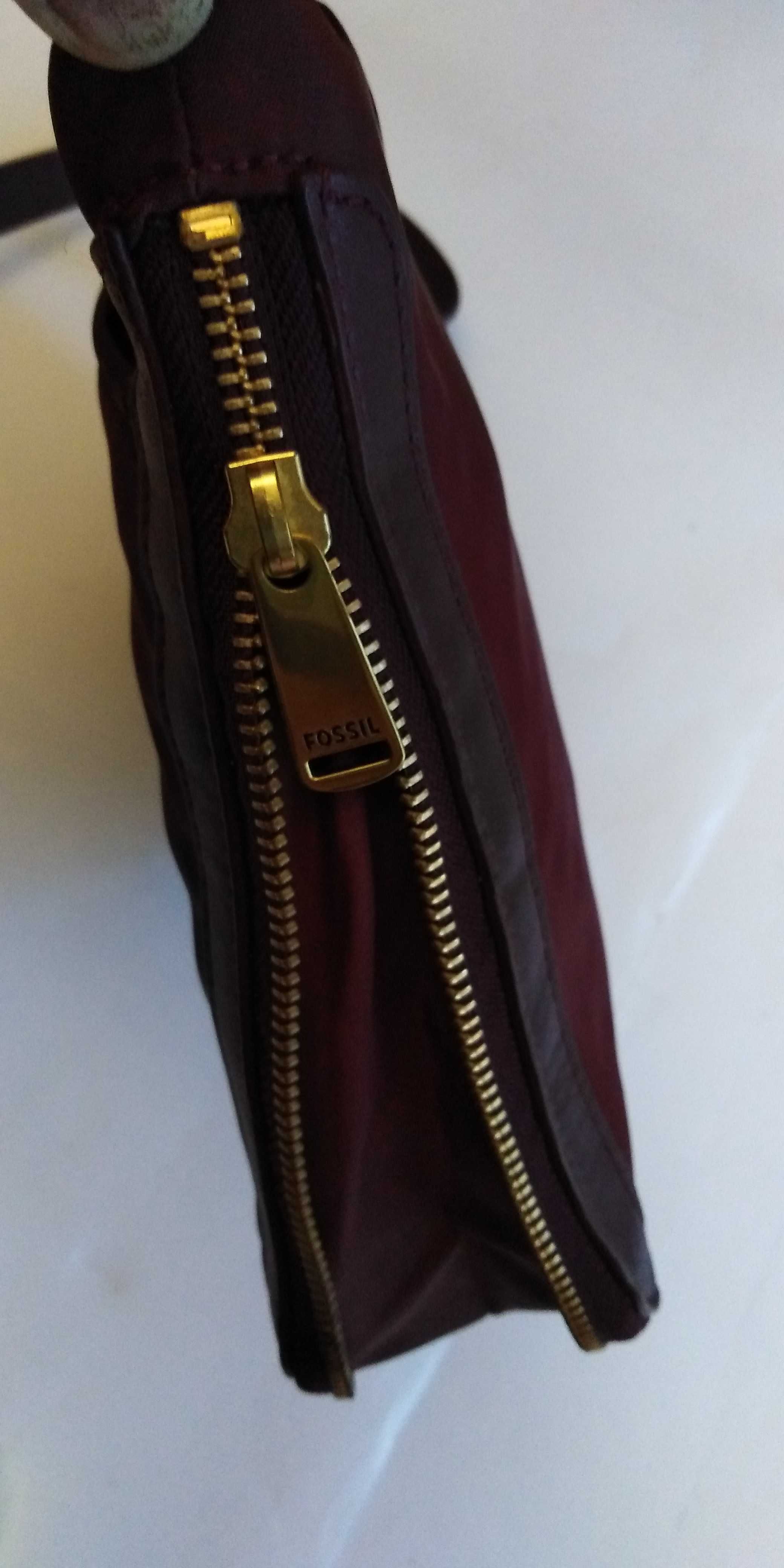 FOSSIL nowa torebka torebeczka bordo skóra 22x24 cm super tanio