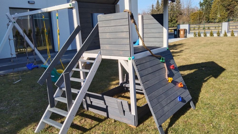 %RATY% POSEZONOWA OBNIŻKA Drewniany Plac zabaw domek dla dzieci  ślizg