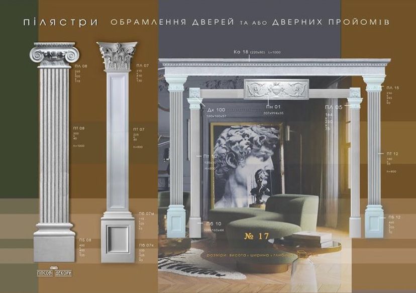 Гіпсова Ліпнина. Гіпсова Колона. Гіпсова Пілястра. Гіпсовий Камін