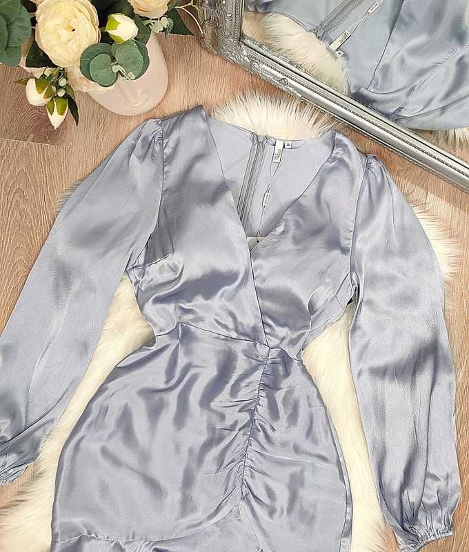 Fioletowa liliowa sukienka midi elegancka, na wesele, komunię, chrzest