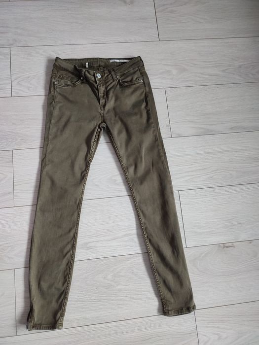 Brązowe jeansy skinny rurki damskie spodnie jeansowe Zara rozm 34 XS
