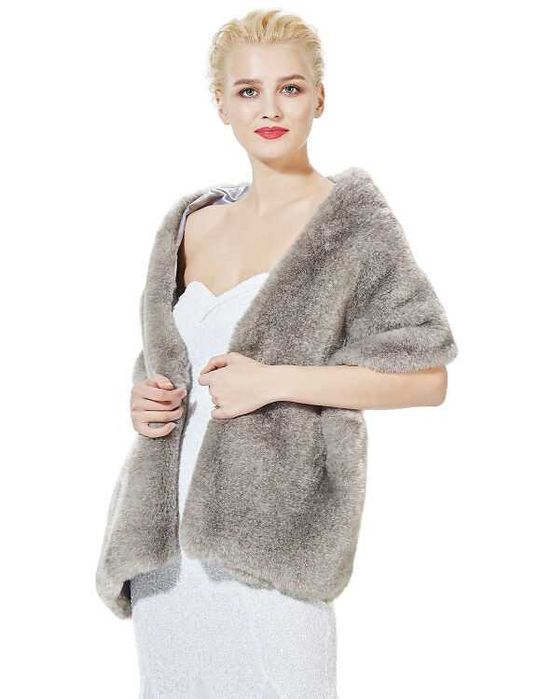 2L74. Piękny elegancki szal ze sztucznego futra