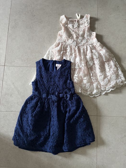 sukienka koronkowa 104 - granatowa i kremowa