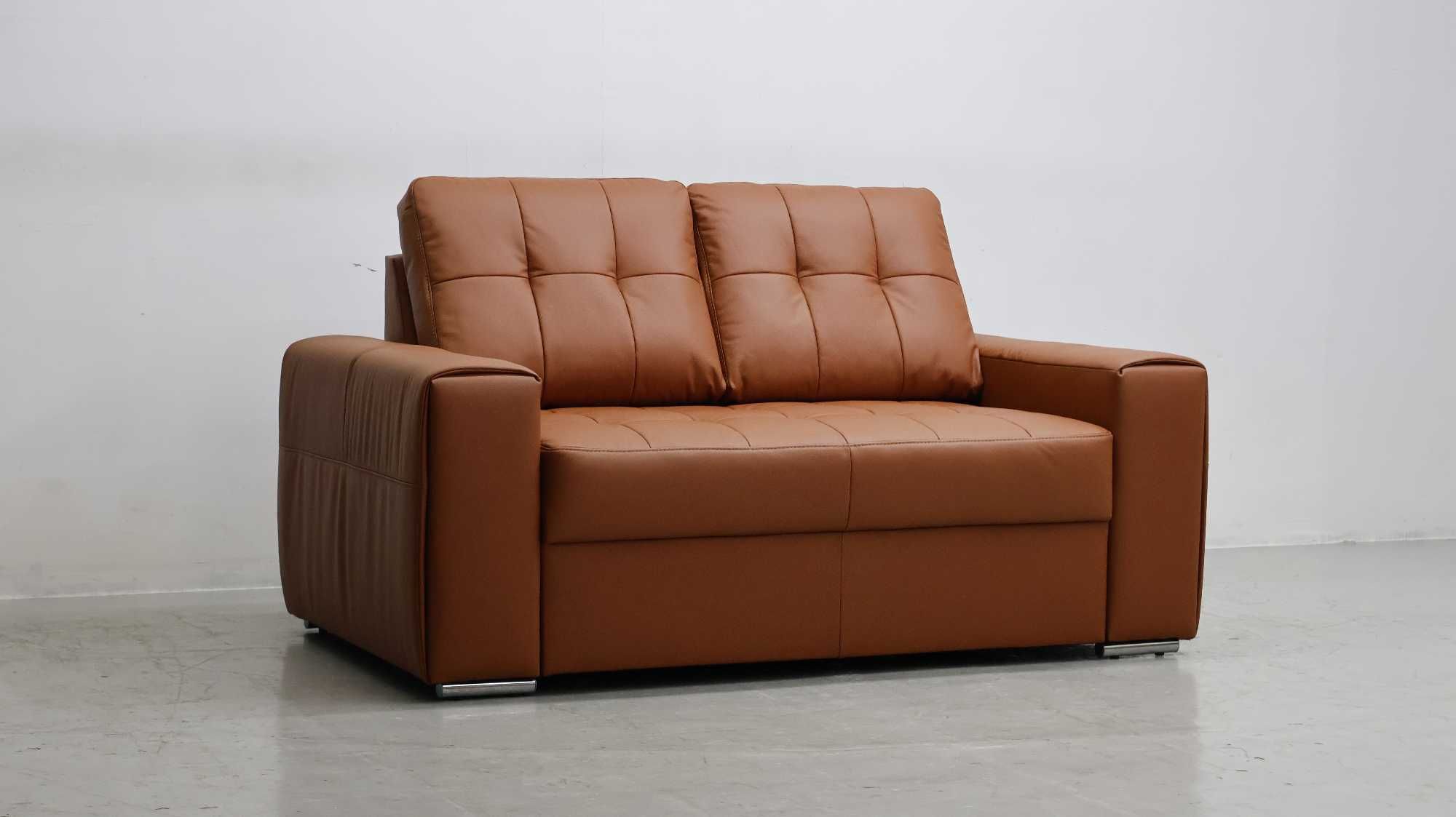 2 os sofa, kanapa, karmelowa SKÓRA naturalna 3999 skóra Madras brąz