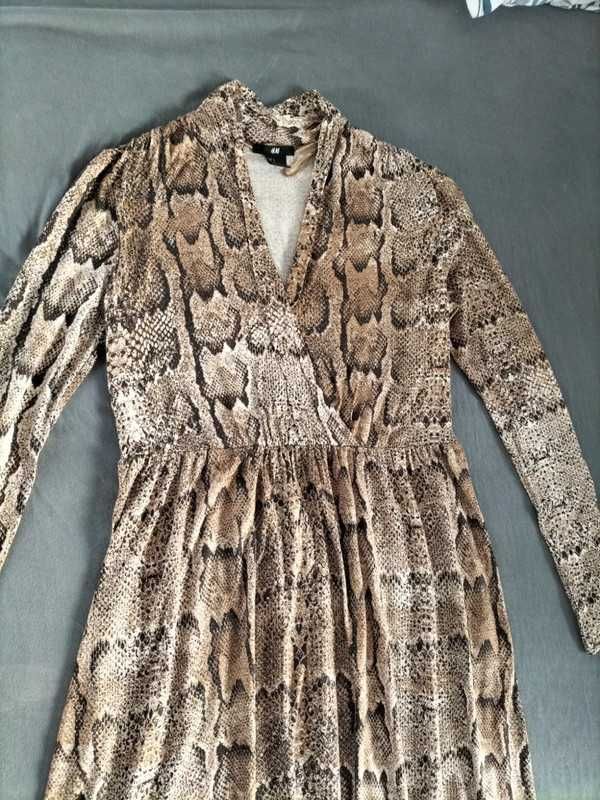 Wiskozowa sukienka w zwierzęcy print, H&M