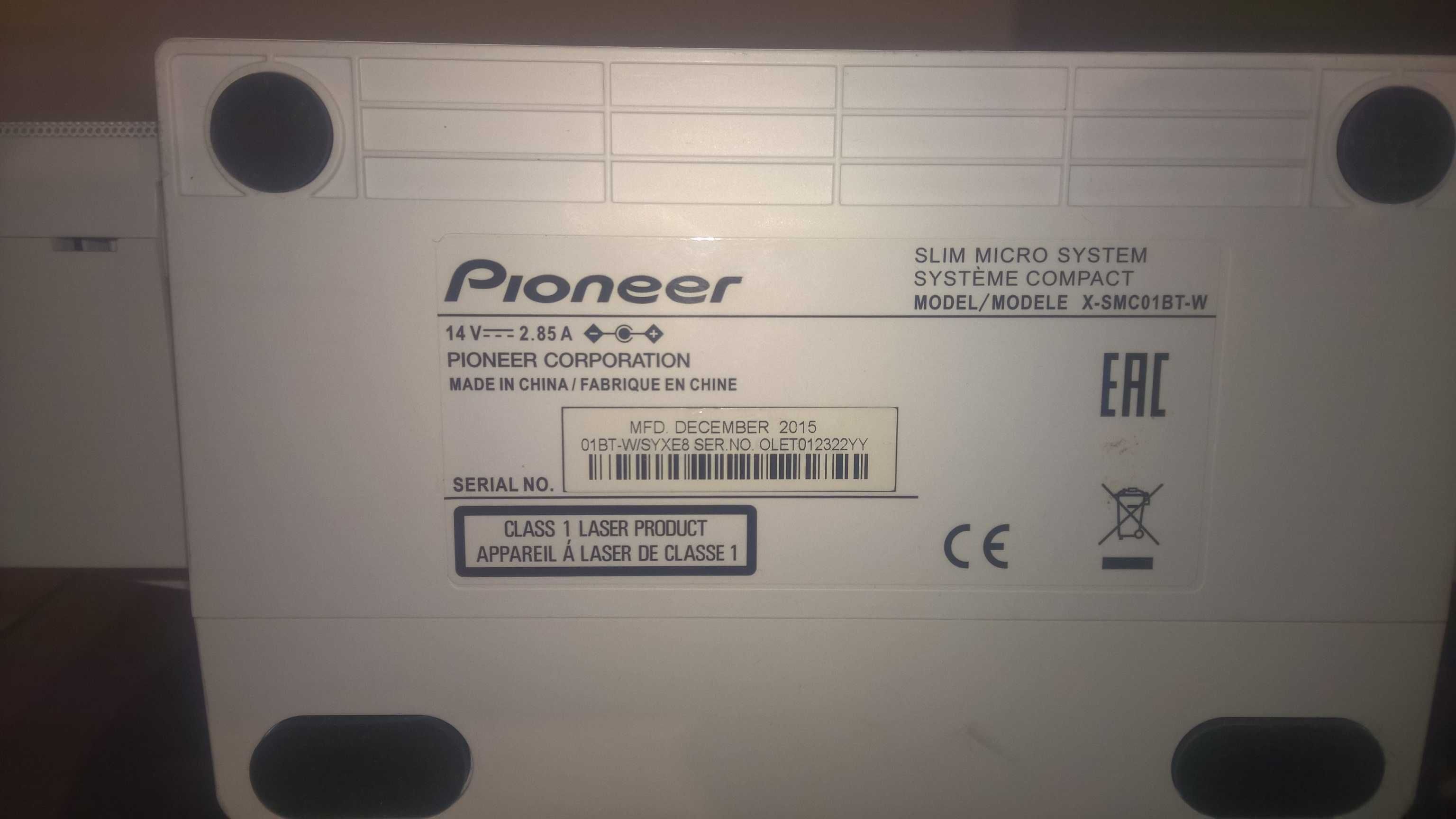 MiNi wieża PIONEER X-SMC01BT-W Aux, Usb, Bluetooth