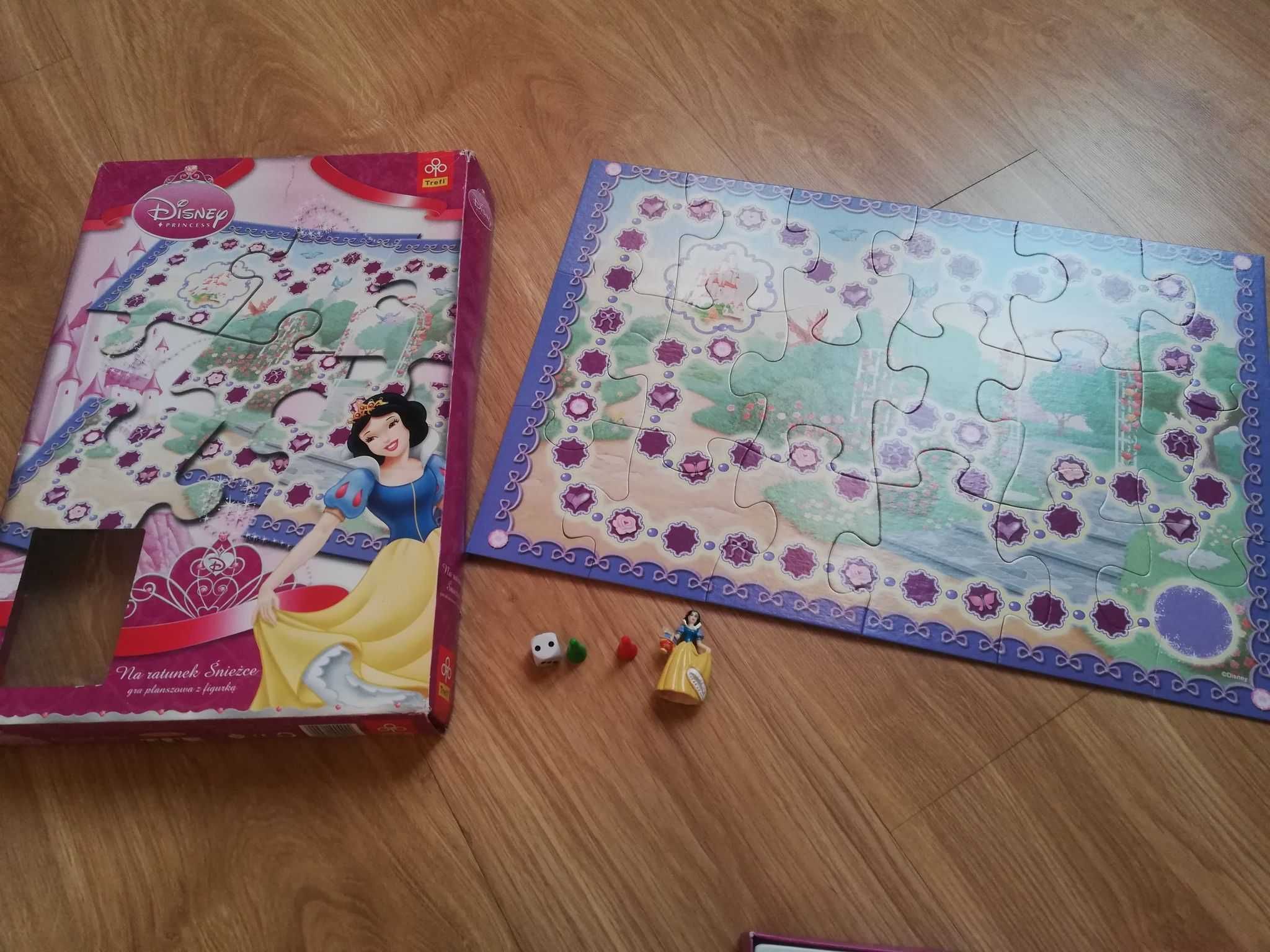 gra planszowa +duże puzzle+figurka Królewna Śnieżka