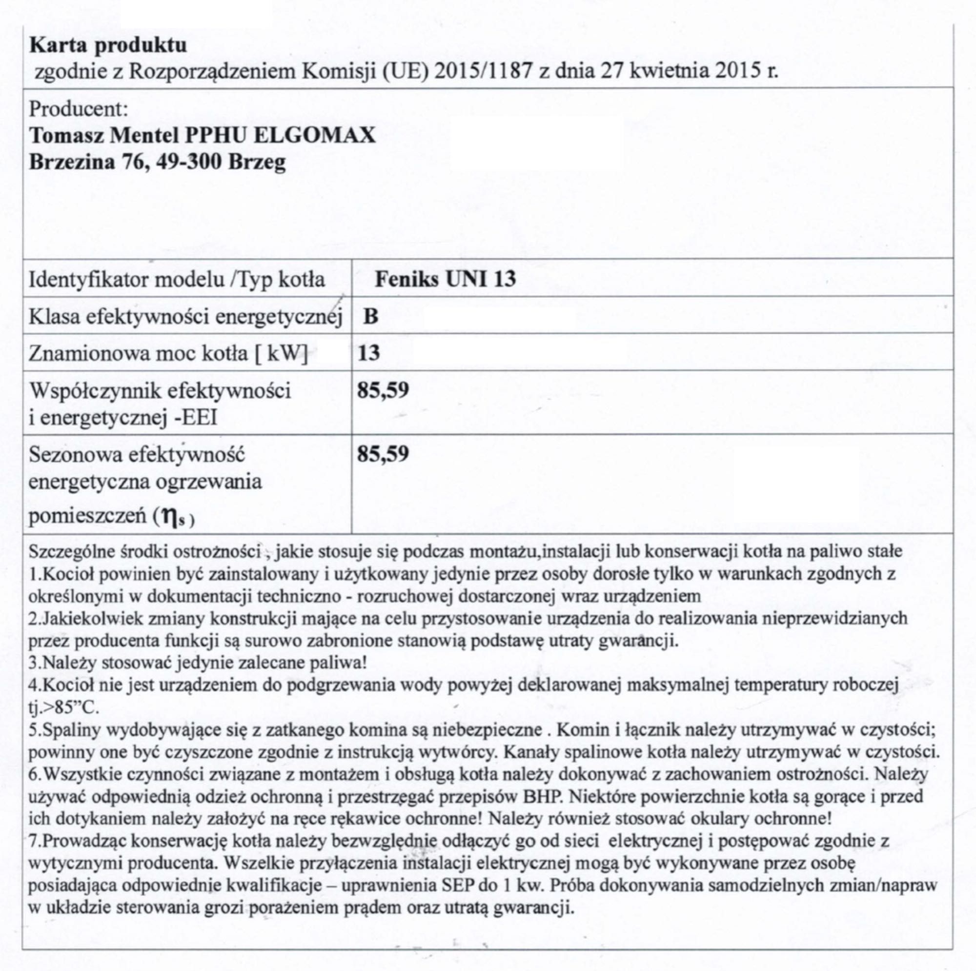 Kocioł zasypowy Feniks UNI 13 kW – nowoczesne i ekologiczne ogrzewanie