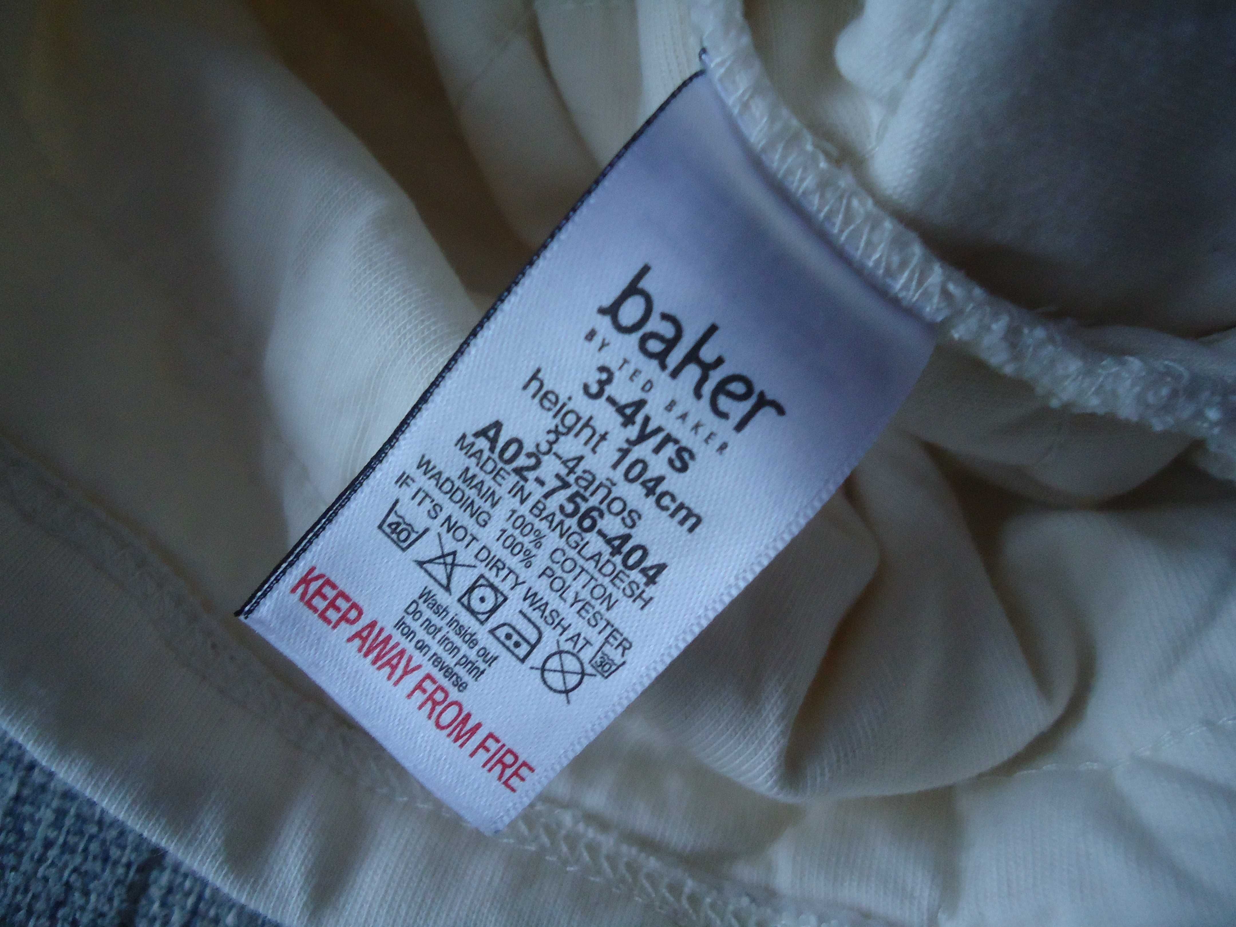 Baker By Ted Baker Bluza dla dziewczynki kremowa grubsza 3-4lata 104cm