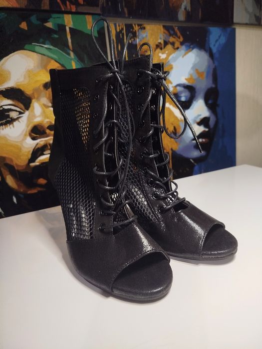 Buty szpilki do tańca high heels 38 czarne wiązane