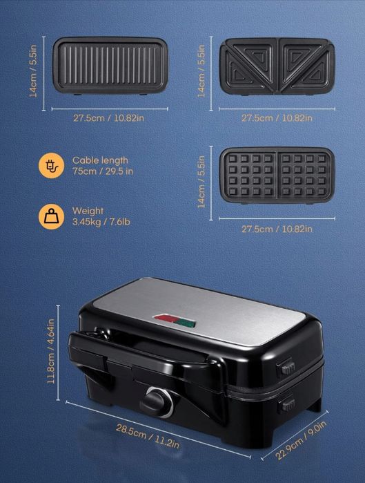 Housnat Sandwich Maker 3 w 1 Gofrowniva toster opiekacz