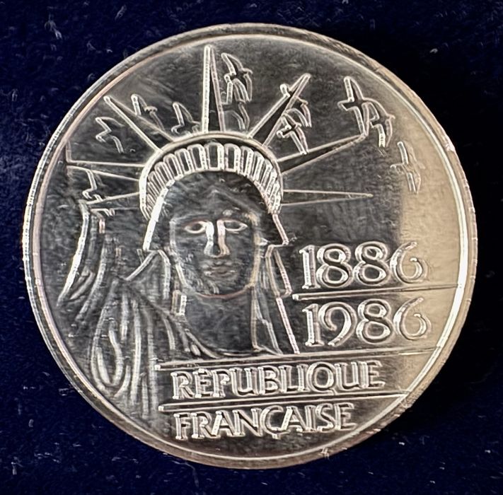 moeda de colecção 100 francos em prata 1986
