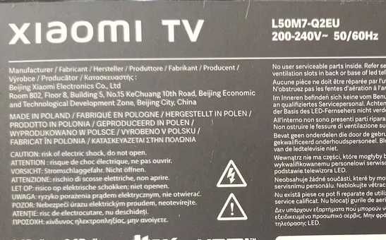 Peça Xiaomi L50M7-Q2EU PW.A168W2.988 TD.MT9612.795 CV500U2-T01 Testada