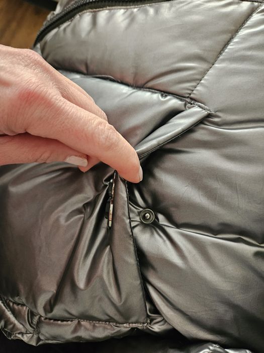 Dluga kurtka zimowa r 160 164 S srebrna