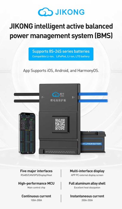 Плата BMS JIKONG BD6A20S12P с Bluetooth
