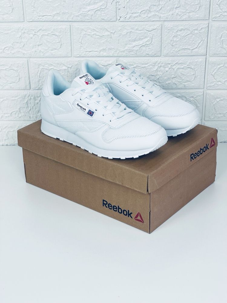 Reebok classic leather white кроссовки мужские кожаные Рибок классик