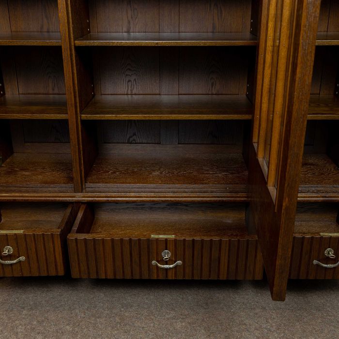Stara trzydrzwiowa biblioteka antyk dębowa lata 20 regał