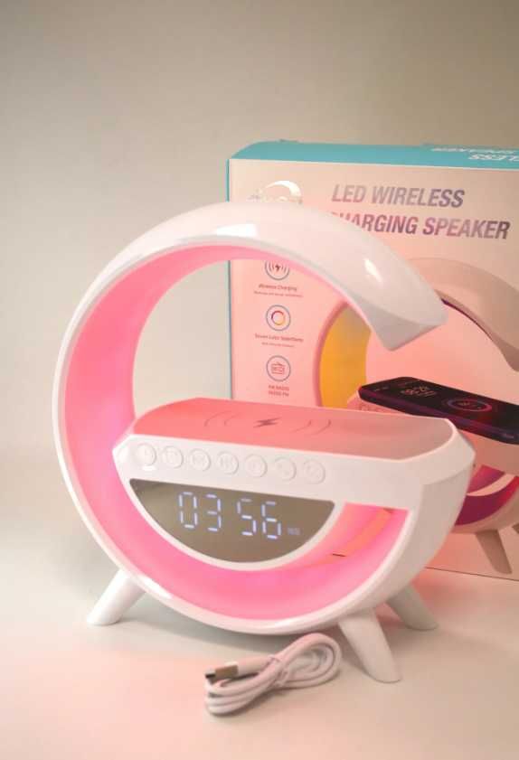 Годинник та RGB нічник з зарядкою для телефону, Bluetooth колонка.