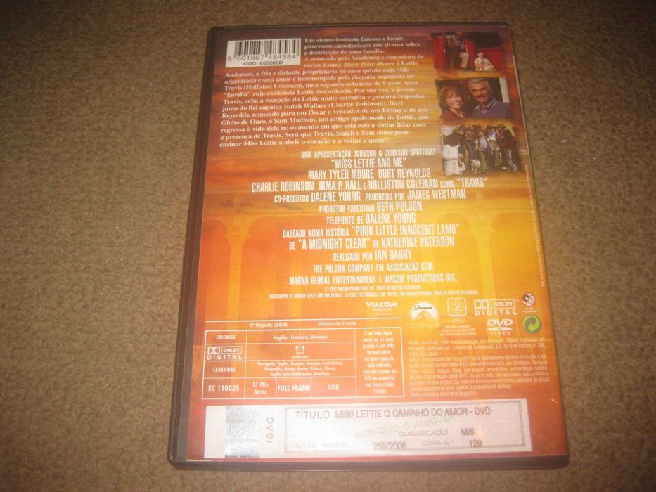 DVD "Miss Lettie O Caminho do Amor" com Burt Reynolds/Raríssimo!