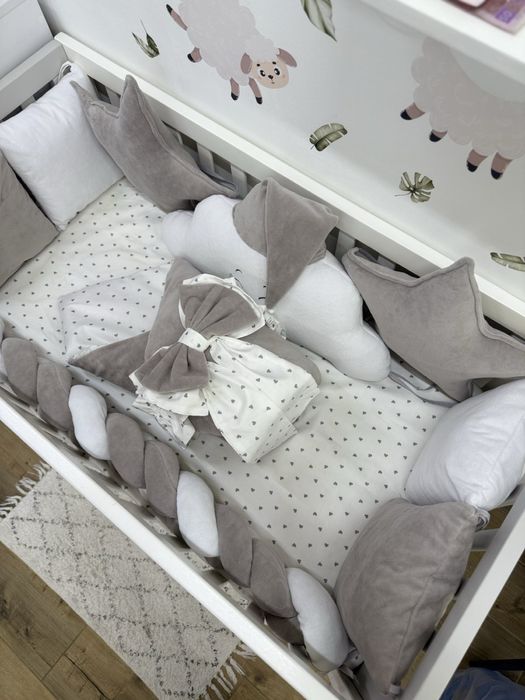 Бортики комплект постільне в ліжечко конверт коса