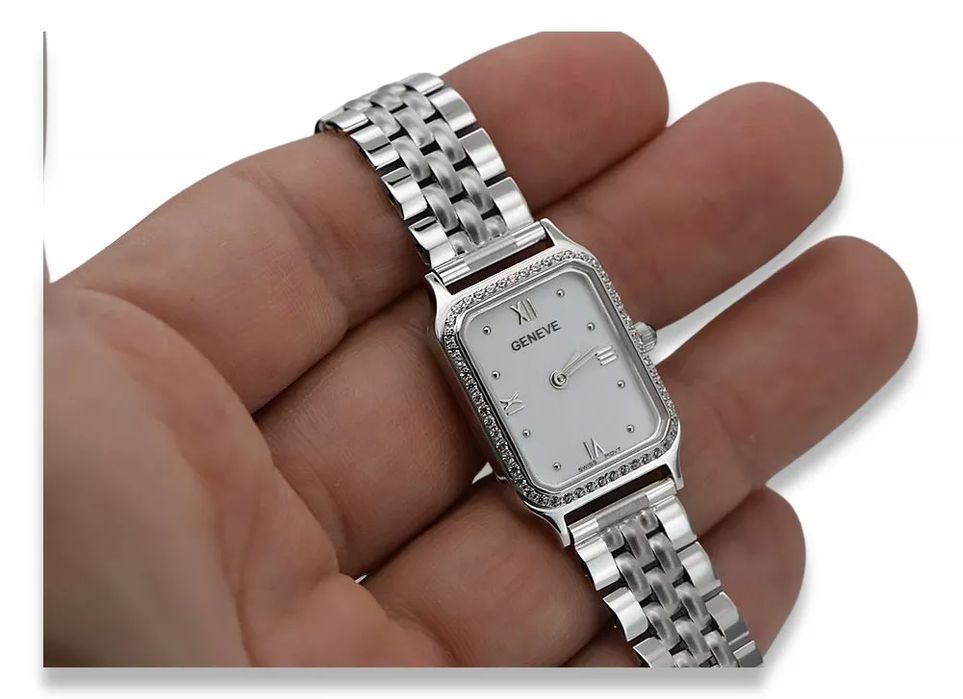 Damski zegarek z białego złota 14k z BRYLANTAMI lwd055wdw&lbw008w Wawa