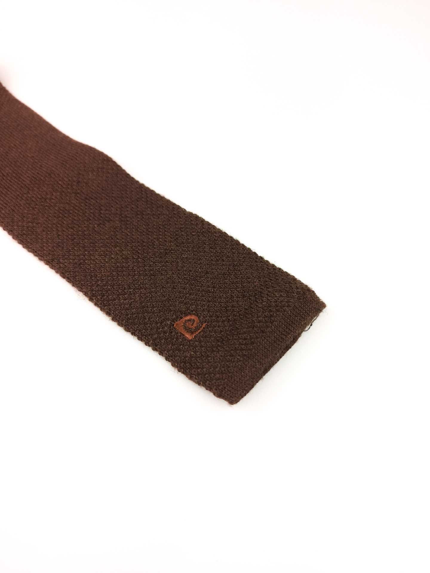 Pierre Cardin brązowy wełniany krawat knit pi06