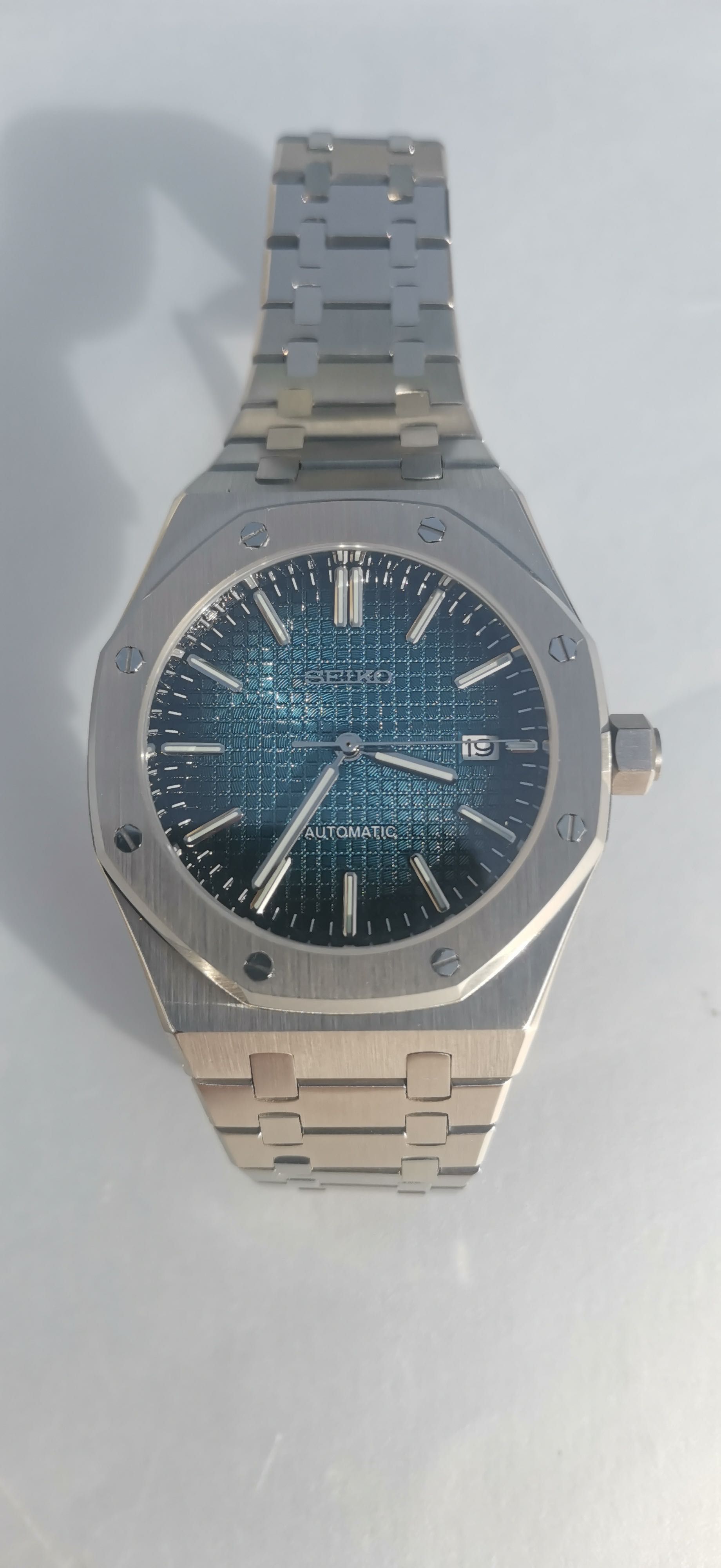 Seiko Royal Oak MOD 41.5mm azul com degradê ou azul tiffany