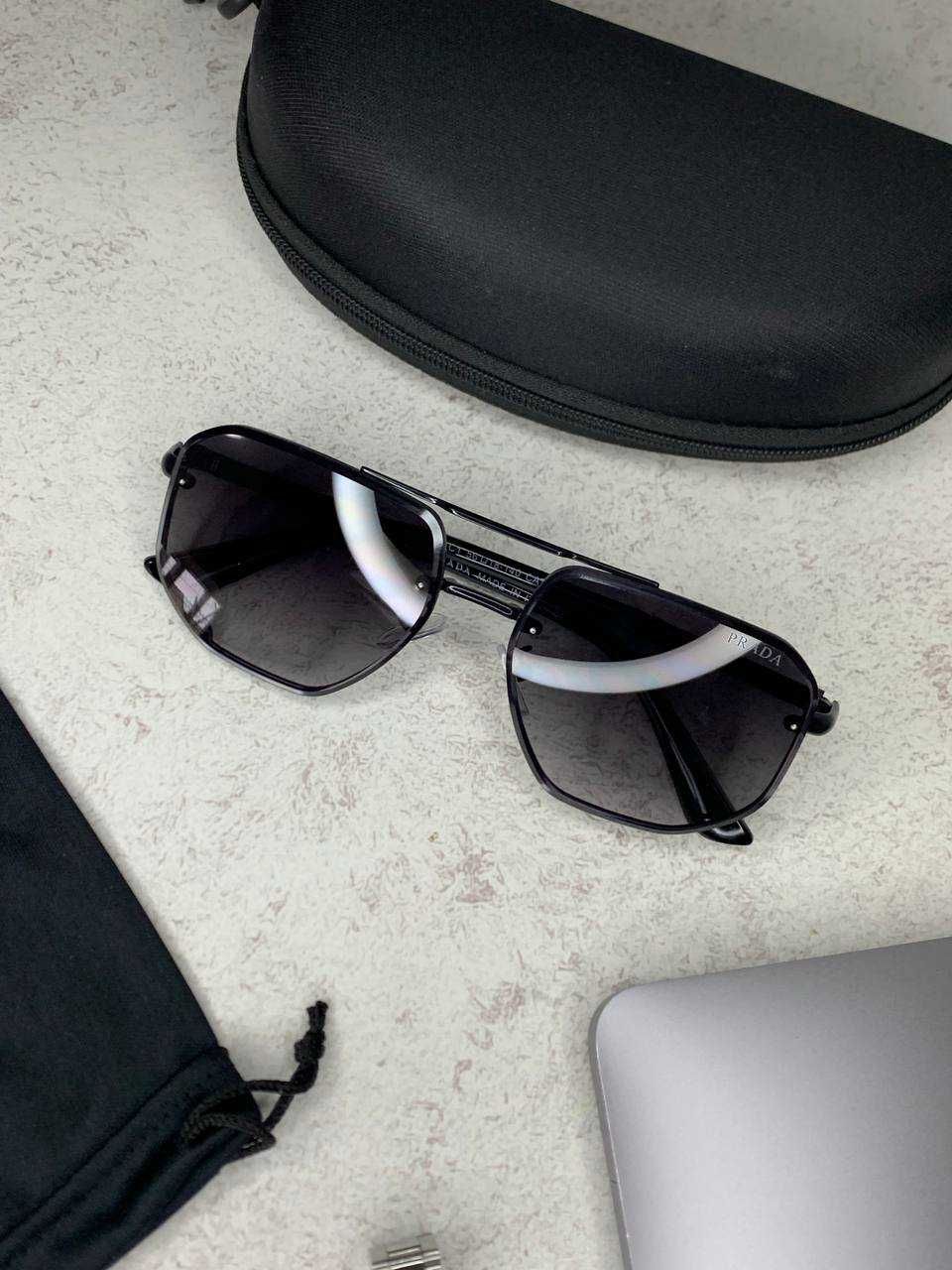 сонячні окуляри унісекс чорні металева оправа сонцезахистні очки