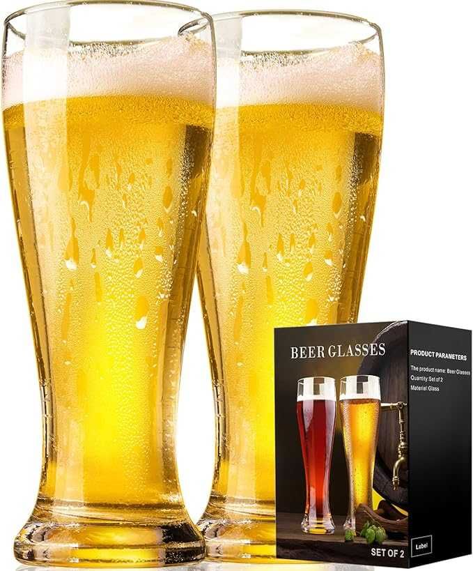 Kufel do piwa pszenicznego 470 ml, zestaw 2 szklanek do piwa