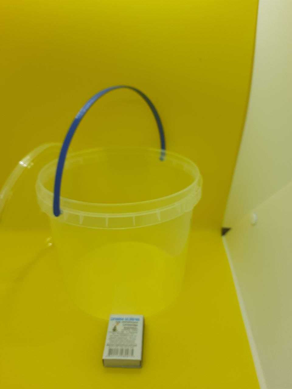 Синя ручка! Прозрачне відро(ВЕДРО) з пластику ОБ'ЄМ 2,3Л.