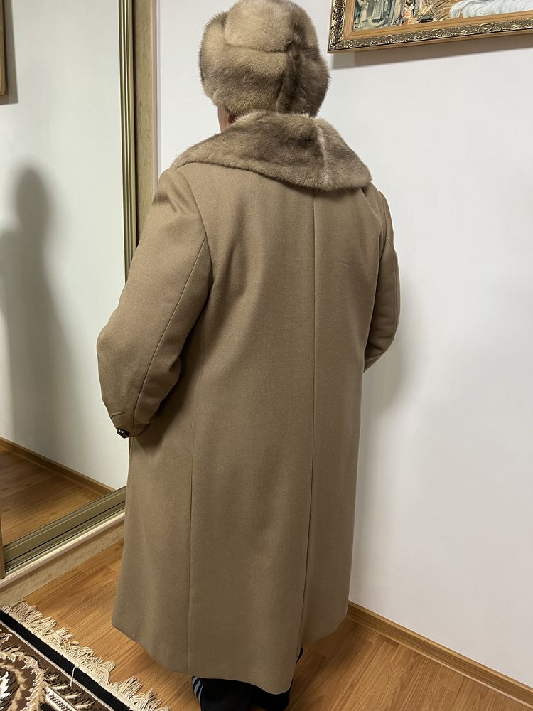 Жіноче зимове пальто великий розмір 58-60 утеплене хутро норка шапка